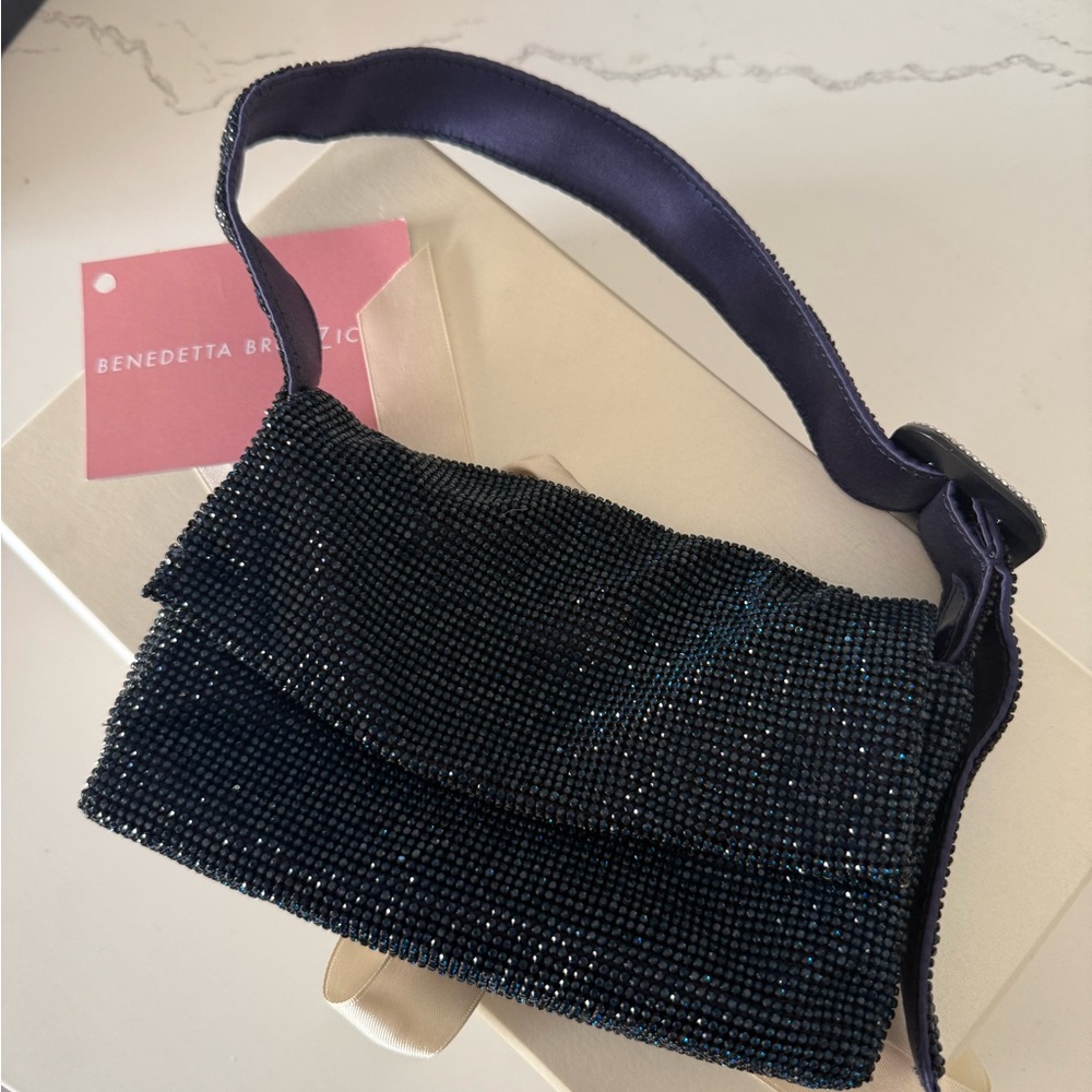 Benedetta Bruzziches le mignon Vitty mini beaded bag dark blue - Picture 8 of 13